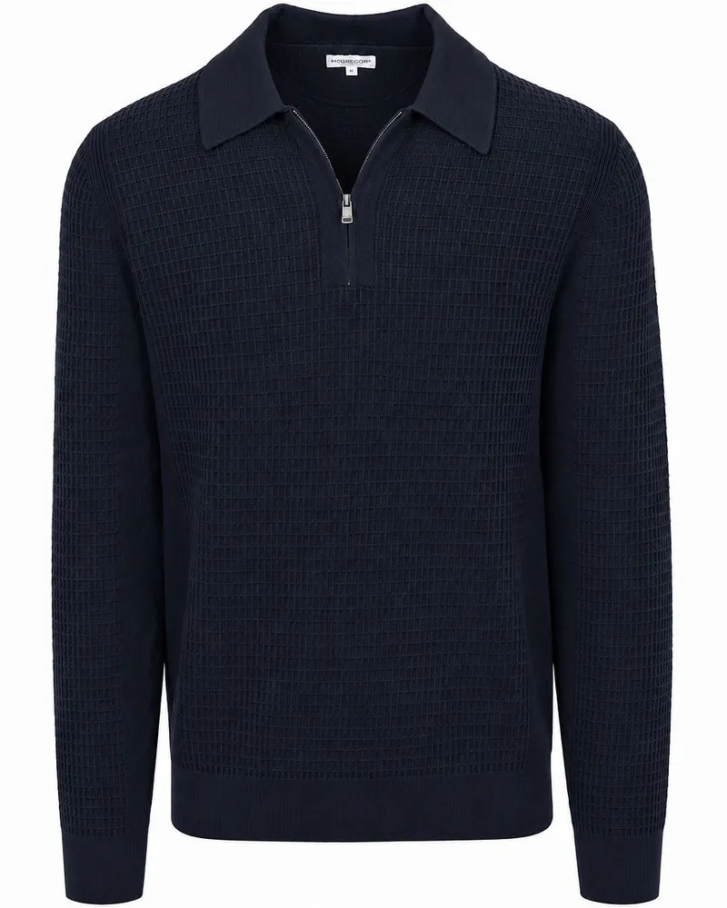 McGregor Half Zip Poloshirt Knitted Structure Navy Dunkelblau