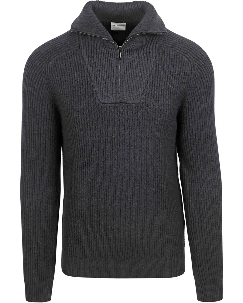 No Excess Halfzip Pullover Two Coloured Melange Schwarz Schwarz