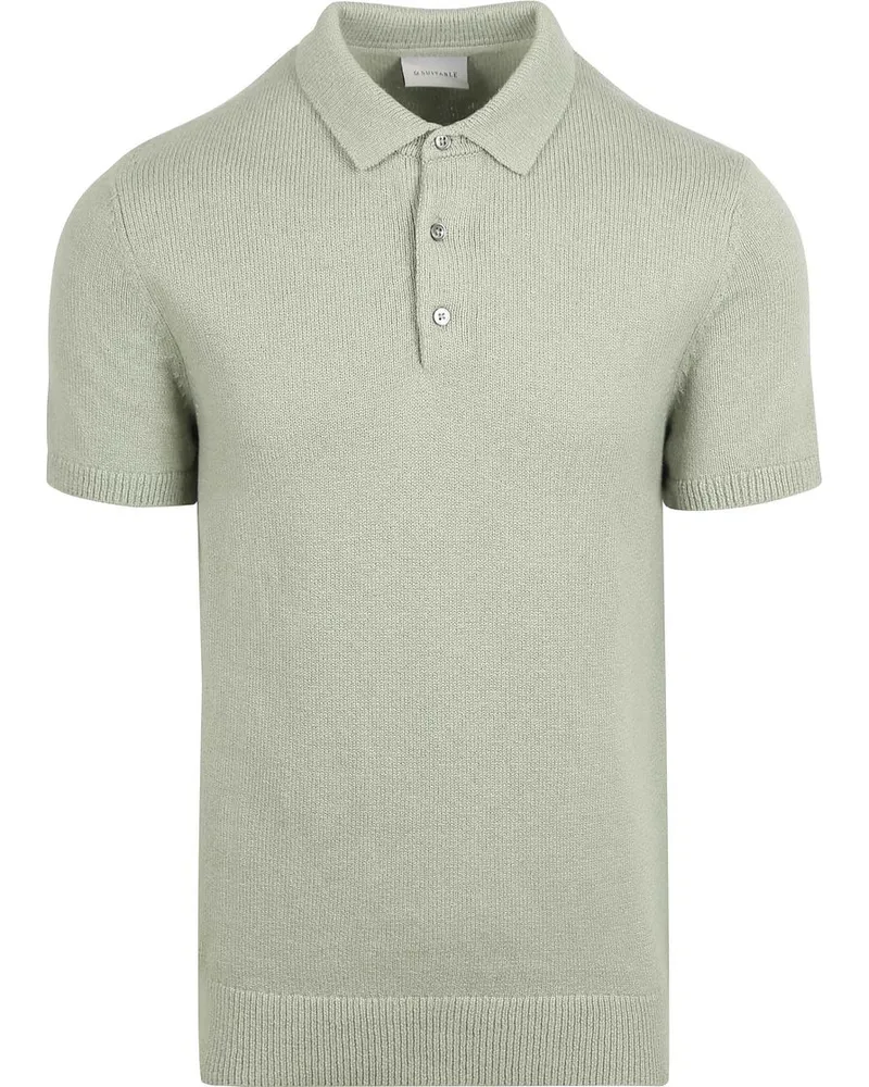 Suitable Heavy Knitted Polo Raw Hellgrün Grün
