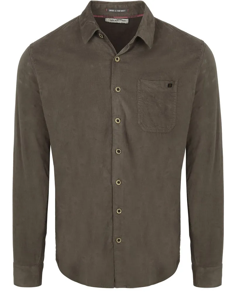 No Excess Fine Corduroy Hemd Dark Clay Taupe