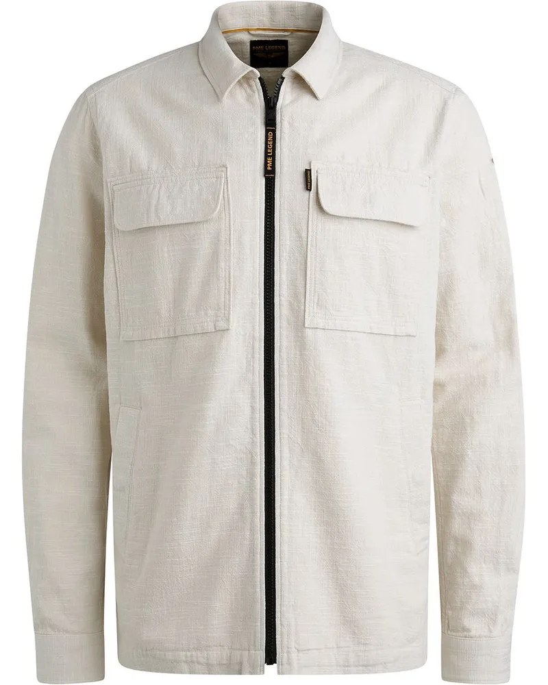PME Legend Overshirt 2 Tone Slub Ecru Wollweiß