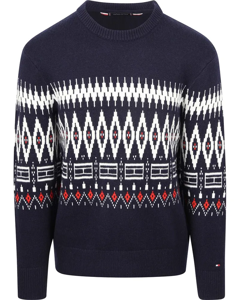 Tommy Hilfiger Fairisle Pullover Druck Navy Blau