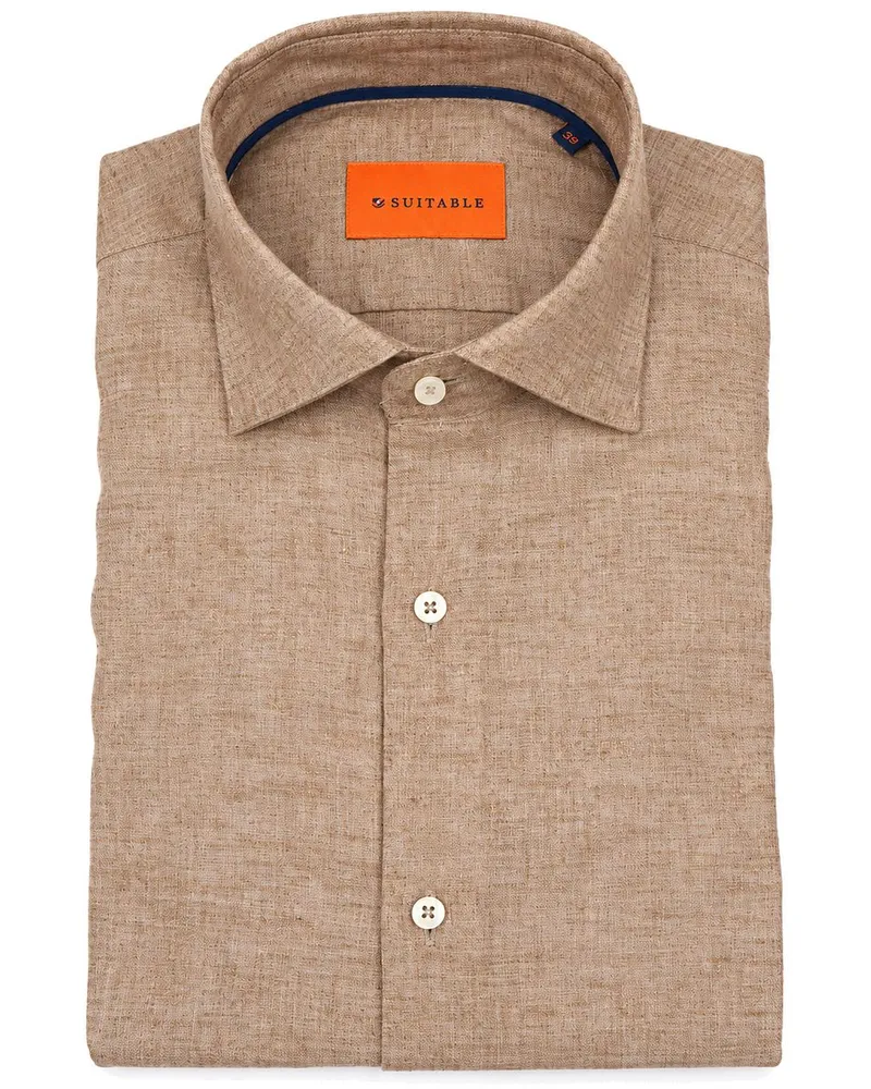 Suitable Hemd Melange Camel Braun