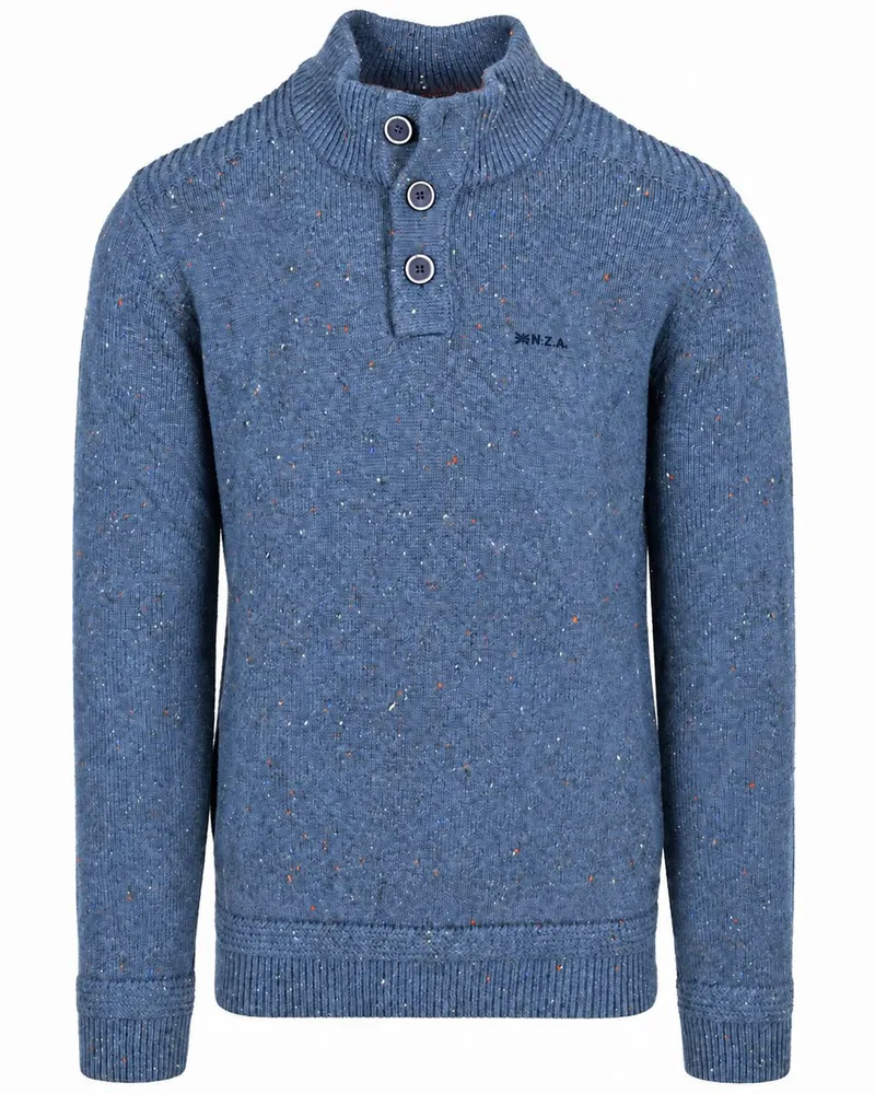 New Zealand Auckland NZA) Pullover Mocker Eltham Knit Melange Capri Blue Blau