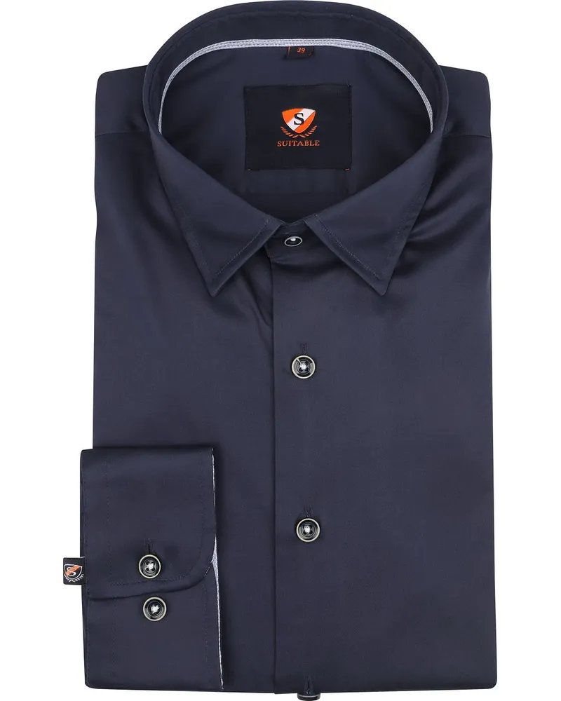 Suitable Twill Hemd Dunkelblau Dunkelblau