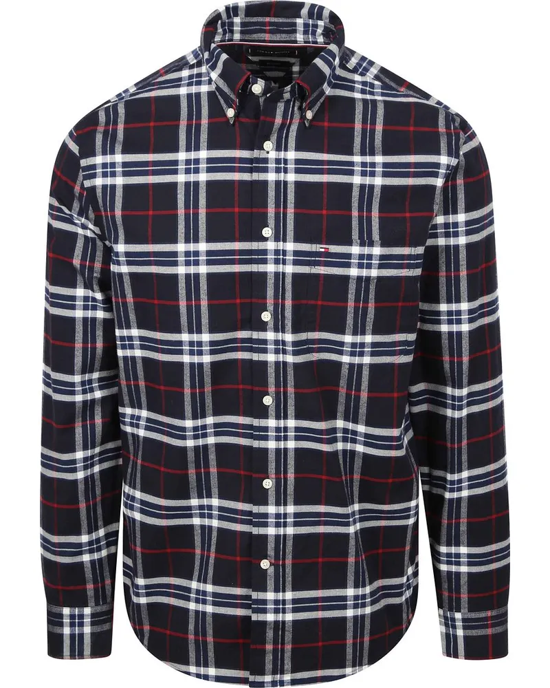 Tommy Hilfiger Oxford Hemd Karos Navy Dunkelblau