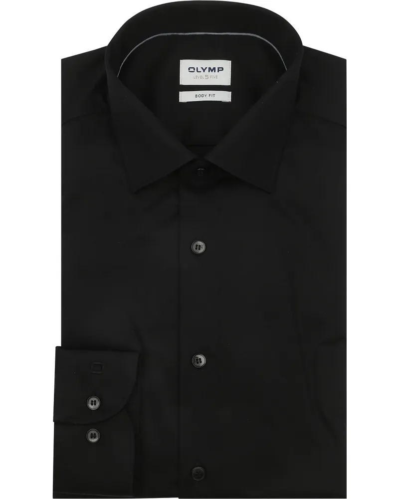 Olymp Level 5 Hemd Schwarz Schwarz