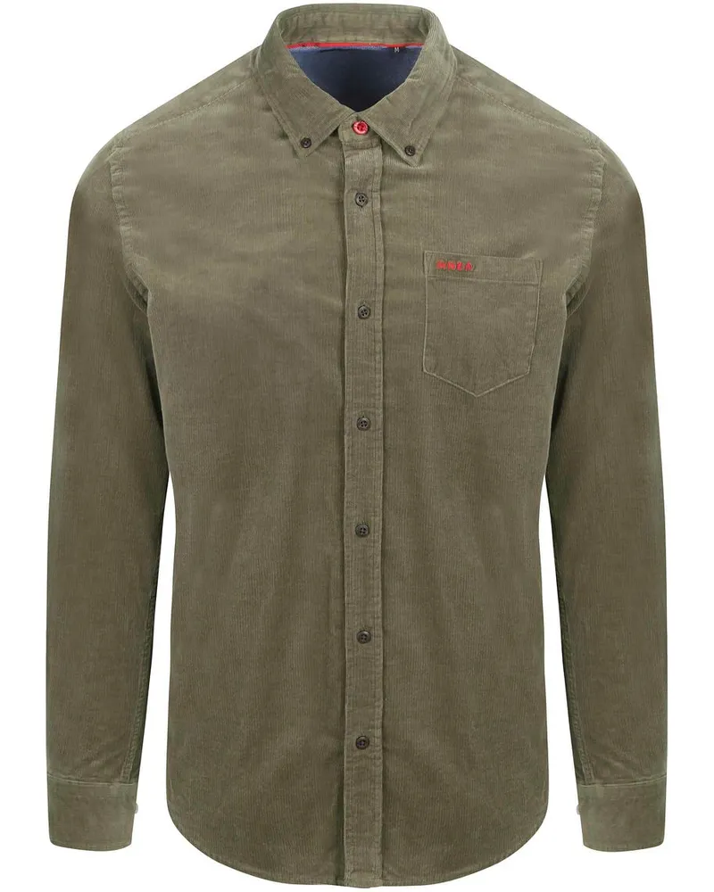 New Zealand Auckland NZA) Hemd Omar Fine Corduroy Olivgrün Grün