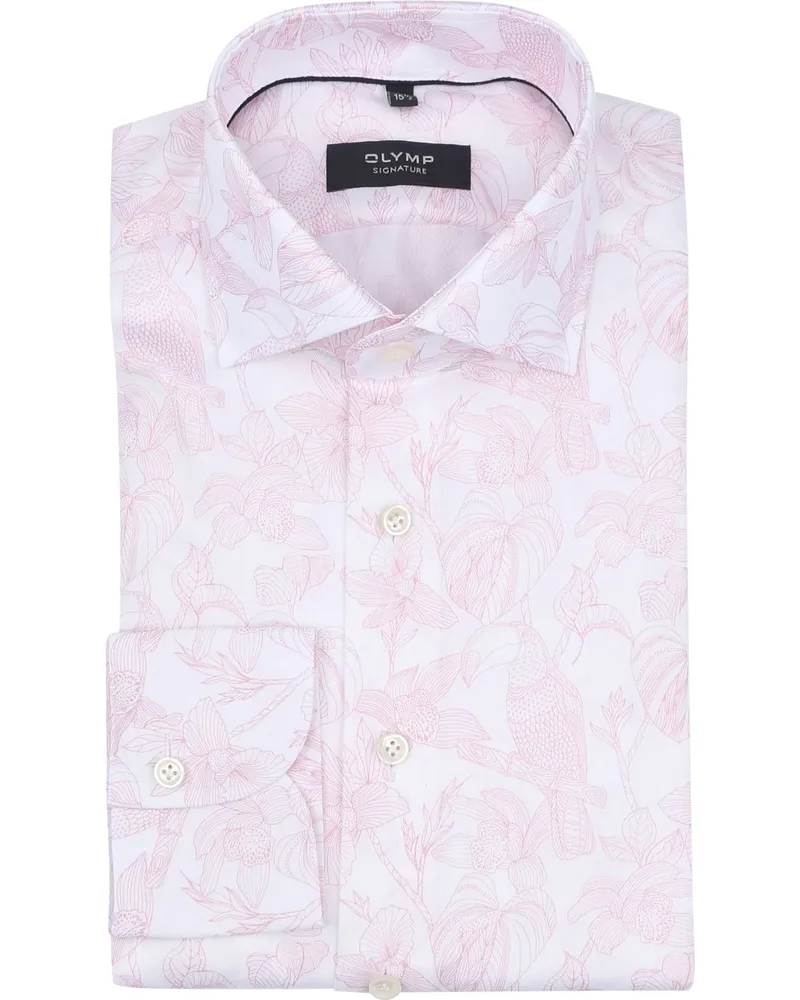 Olymp Signature Twill Hemd Druck Hellrosa Pink