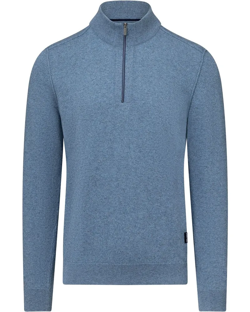 State of Art Half Zip Pullover Wool Blend Melange Blau Blau