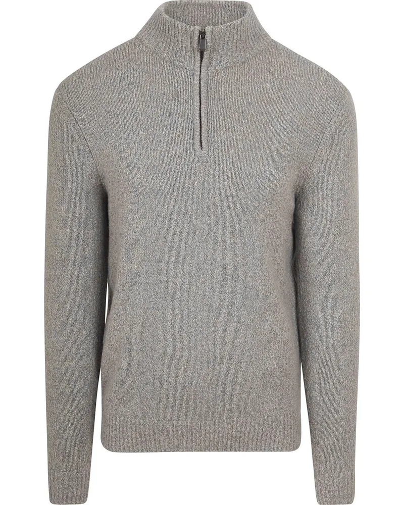 Suitable Half Zip Pullover Boiled Wool Grau Grau