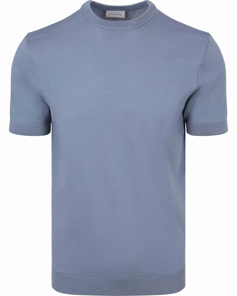 Suitable Knitted T-Shirt Wake Steel Blue Blau