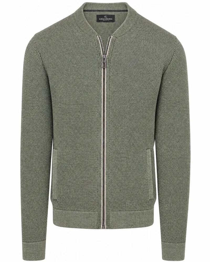 CasaModa Strickjacke Zip Structure Grün Grün
