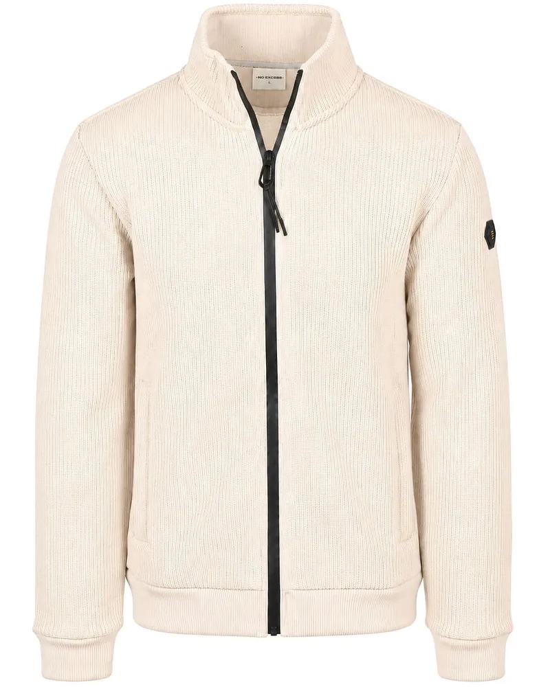No Excess Strickjacke Knitted Rib Structure Ecru Beige