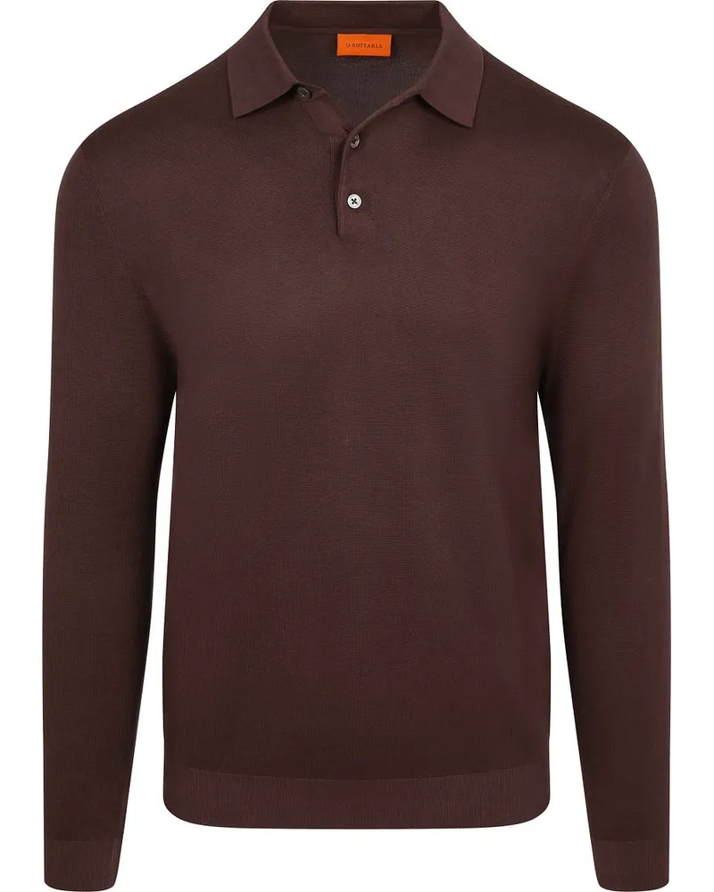 Suitable Compact Cotton Poloshirt Burgundy Rot