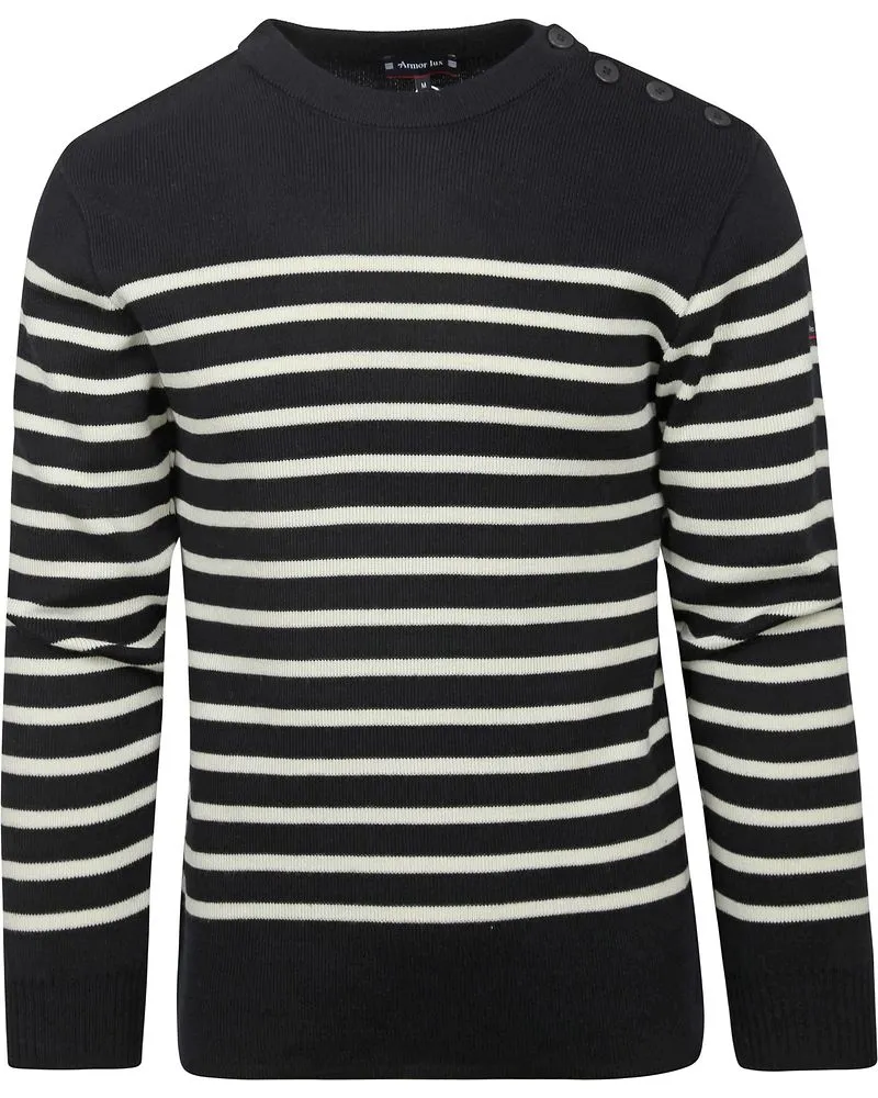 Armor-Lux Paimpol Pullover Wolle gestreift Navy Dunkelblau