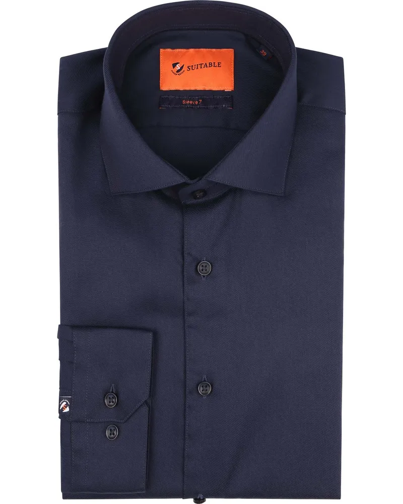 Suitable Hemd Extra Lange Ärmel Twill Navy Dunkelblau