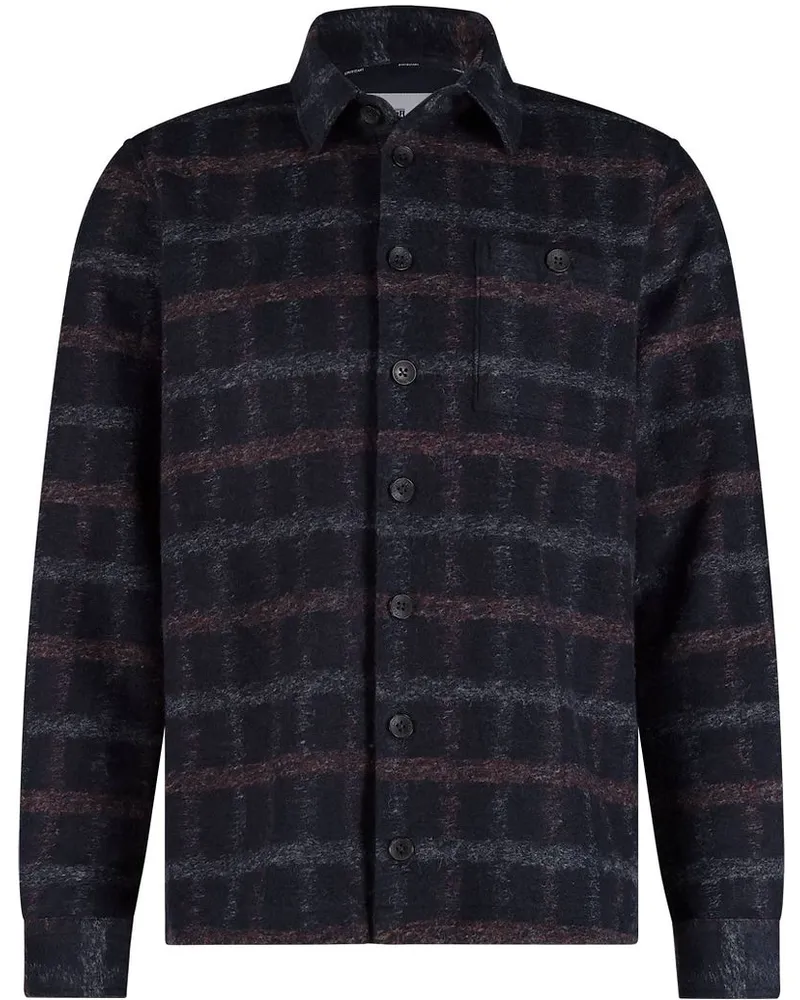 State of Art Hemdjacke Wool Blend Karos Navy Dunkelblau