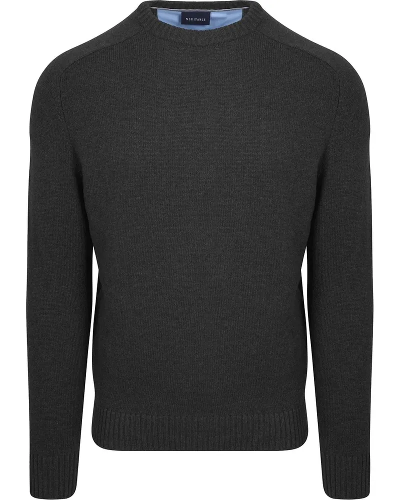 Suitable Lammwolle Pullover Rundhals Anthrazit Grau