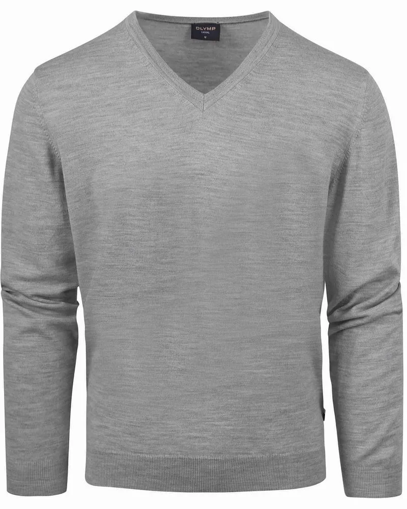 Olymp Pullover Merinowolle Grau Grau