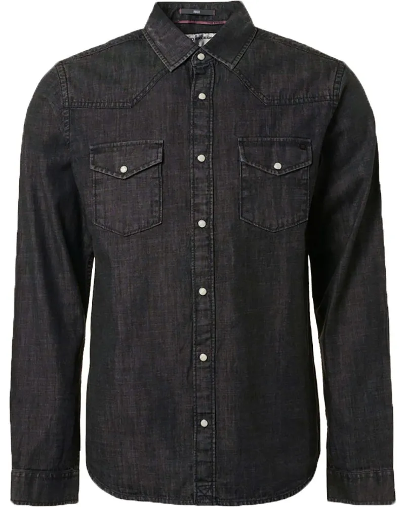 No Excess Denim Hemd Twill Anthrazit Anthrazit