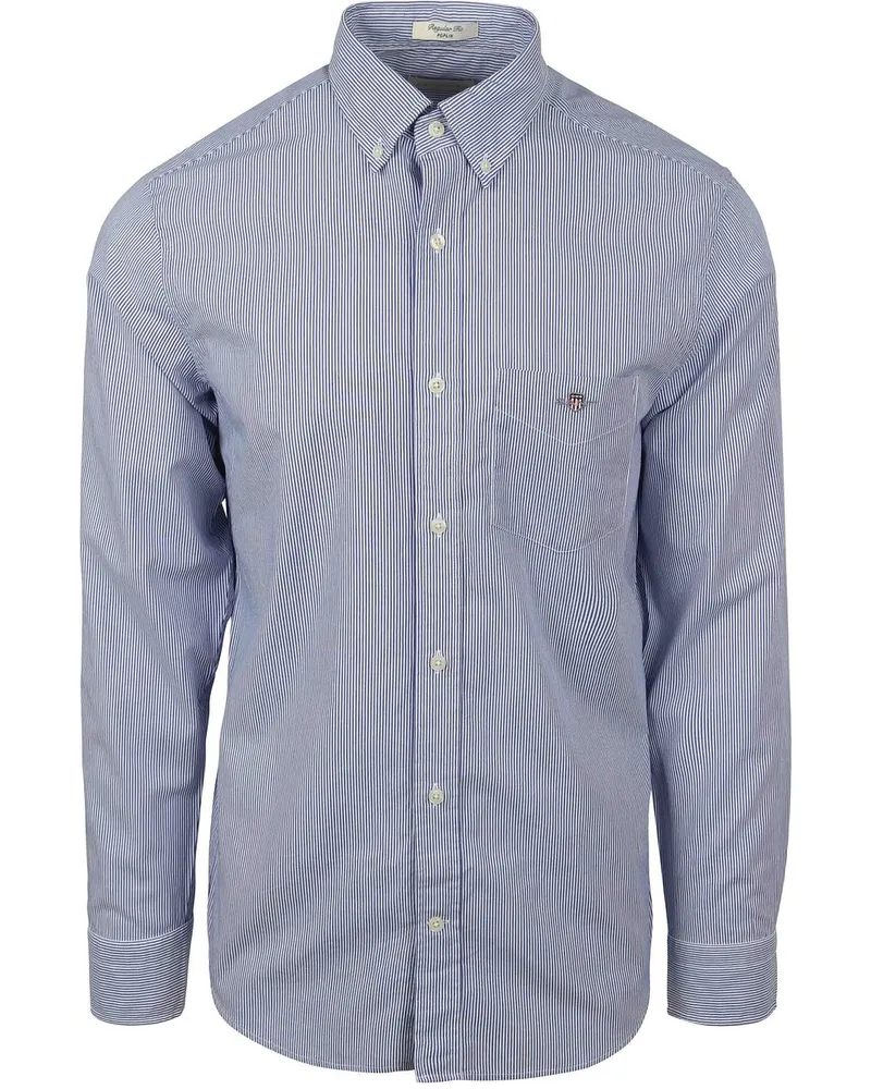 Gant Poplin Banker Hemd Stripe Blau Blau