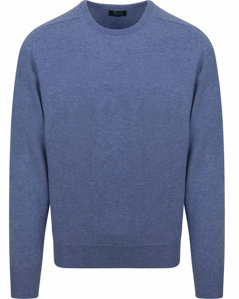 William Lockie O-Auschnitt Pullover Lammwolle Indigo Blau