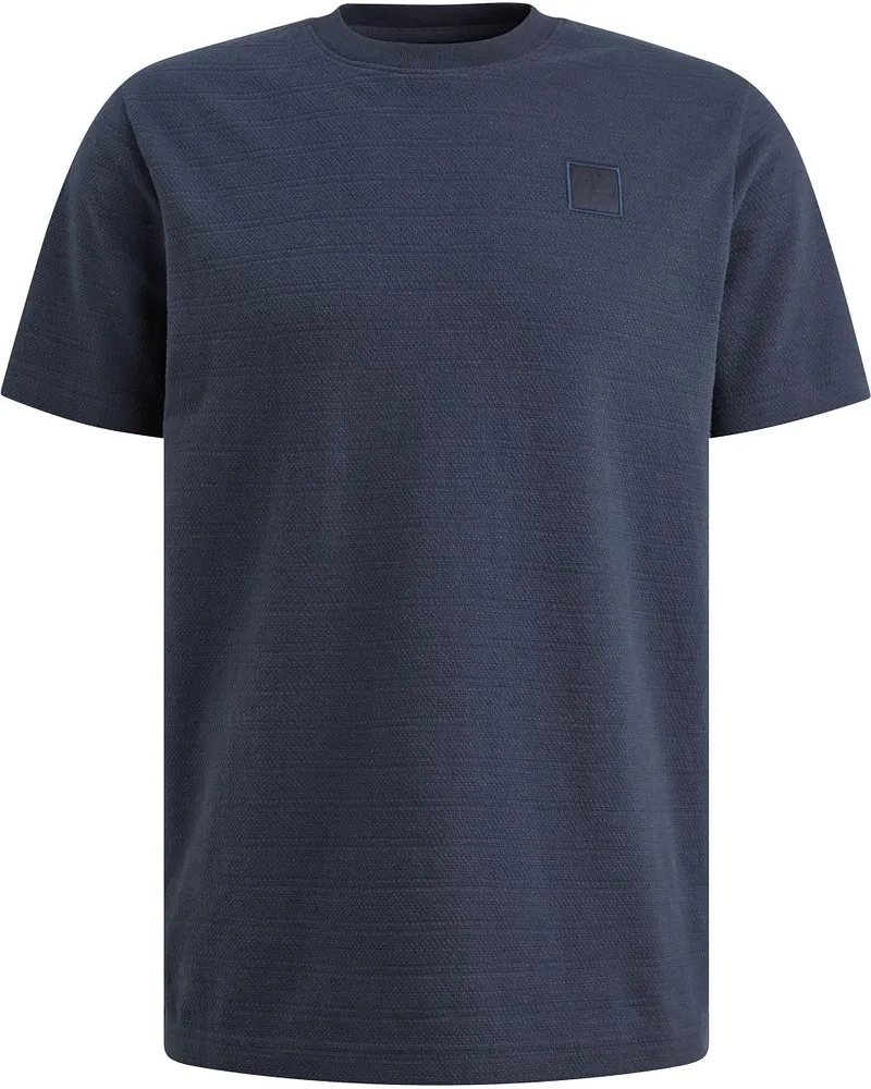 PME Legend T-Shirt Jacquard Gestreift Marine Blau