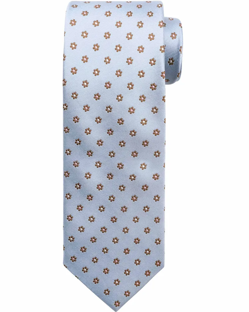 Suitable Krawatte Seide Mini Blumen Blau Hellblau