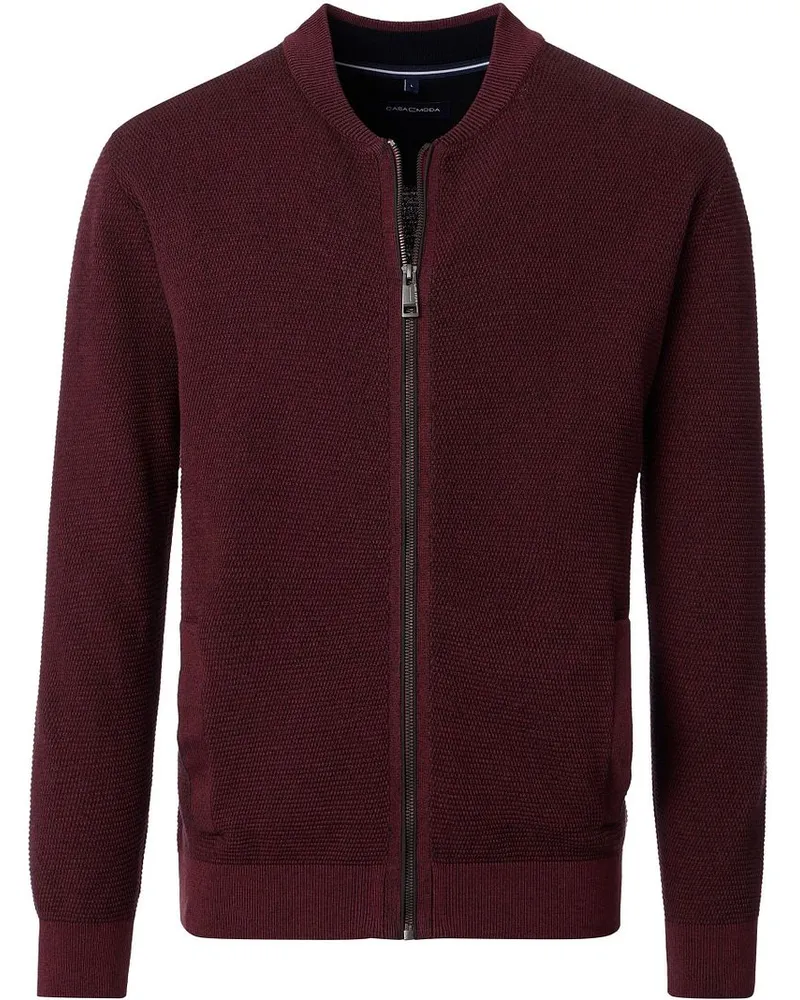 CasaModa Strickjacke Zip Structure Bordeaux Rot