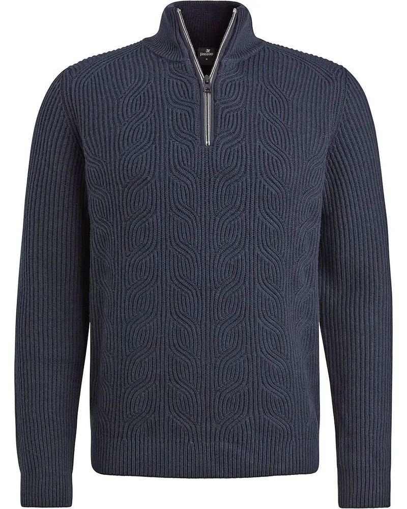 Vanguard Halfzip Pullover Struktur Wool Mix Navy Dunkelblau