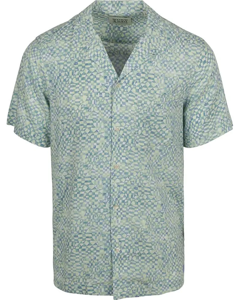 Scotch&Soda Shortsleeve Hemd Druck Hellgrün Grün