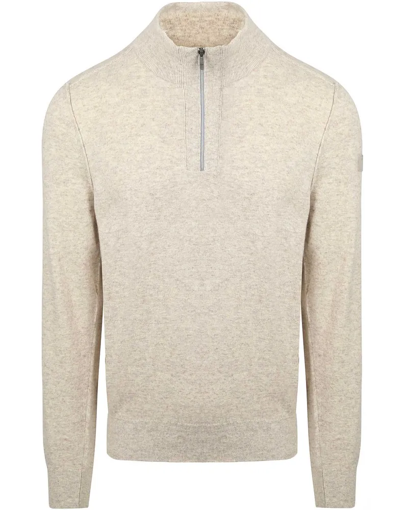 State of Art Half Zip Pullover Wool Blend Melange Greige Beige