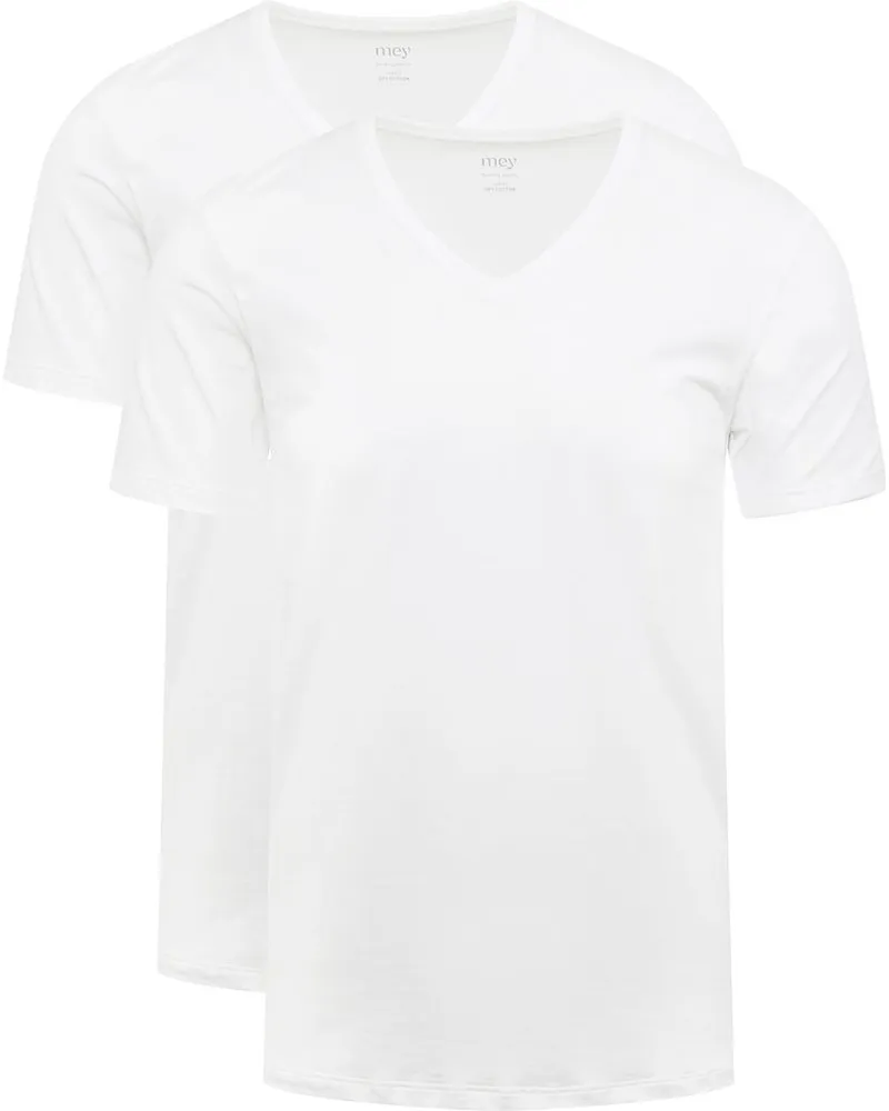 Mey V-Ausschnitt Dry Cotton T-Shirt Weiß 2-Pack Weiß