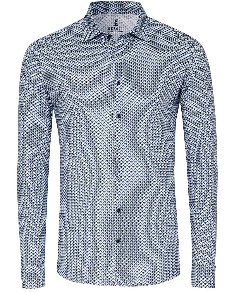 DESOTO Hemd Druck New Moon Blau Blau