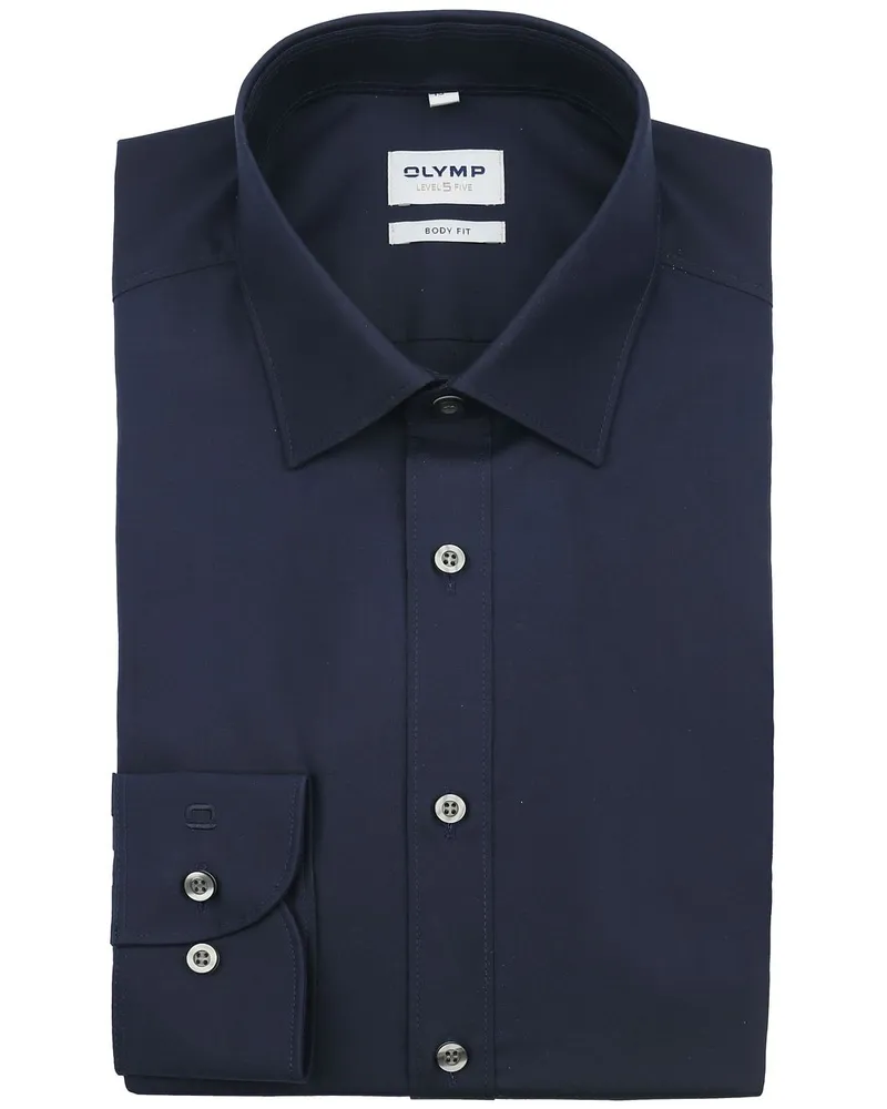 Olymp Hemd Dunkelblau Body-Fit Blau