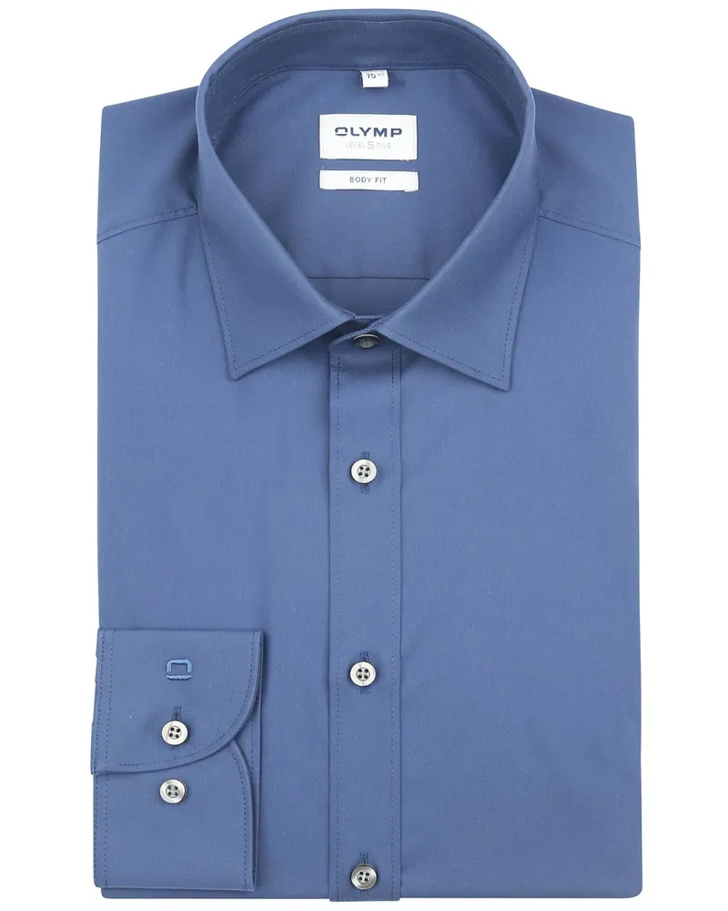 Olymp Hemd Dunkelblau Body-Fit Blau