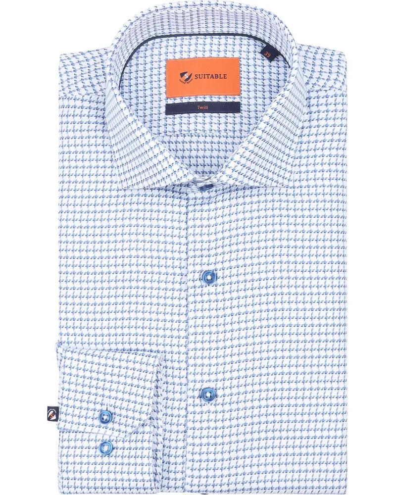 Suitable Hemd Check Print Blau Blau