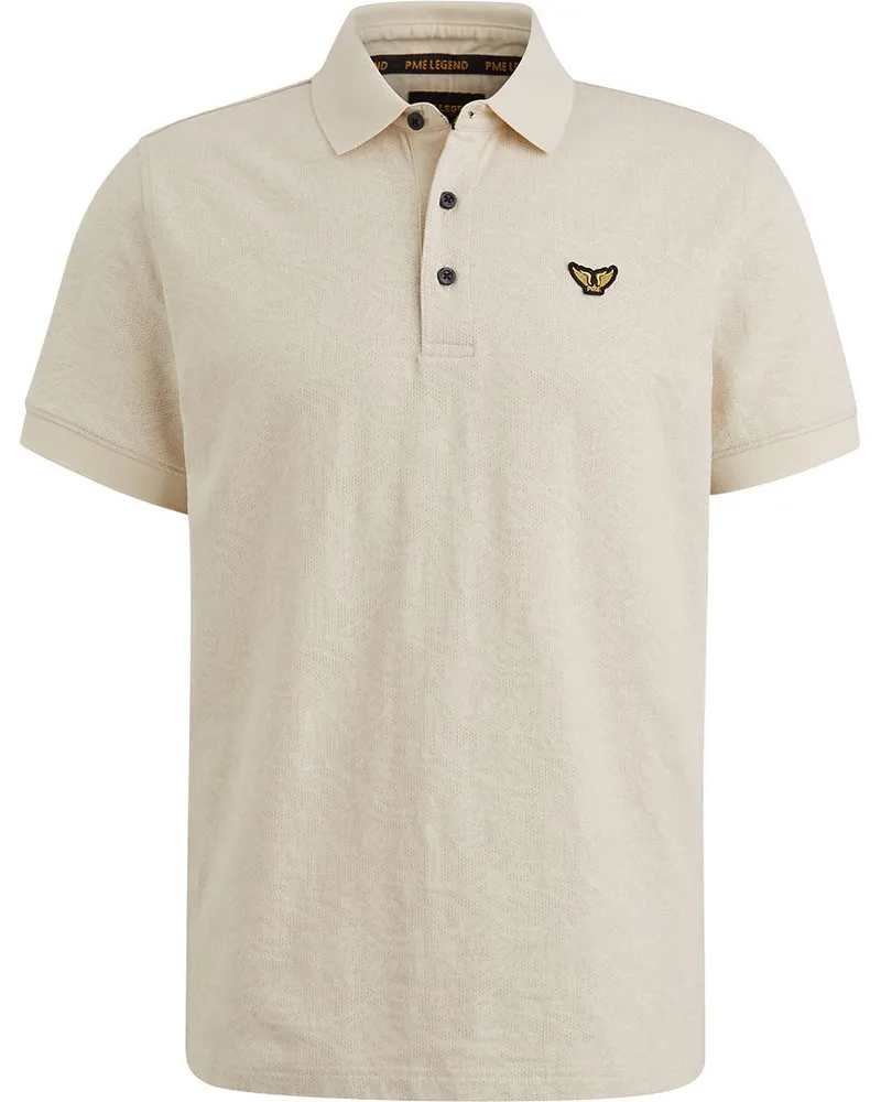 PME Legend Poloshirt Jacquard Jersey Ecru Beige