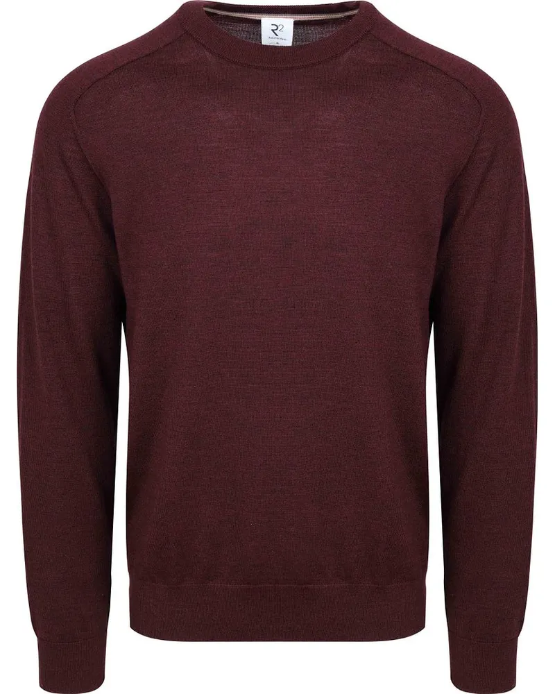 R2 Amsterdam Pullover Merino Bordeaux Rot