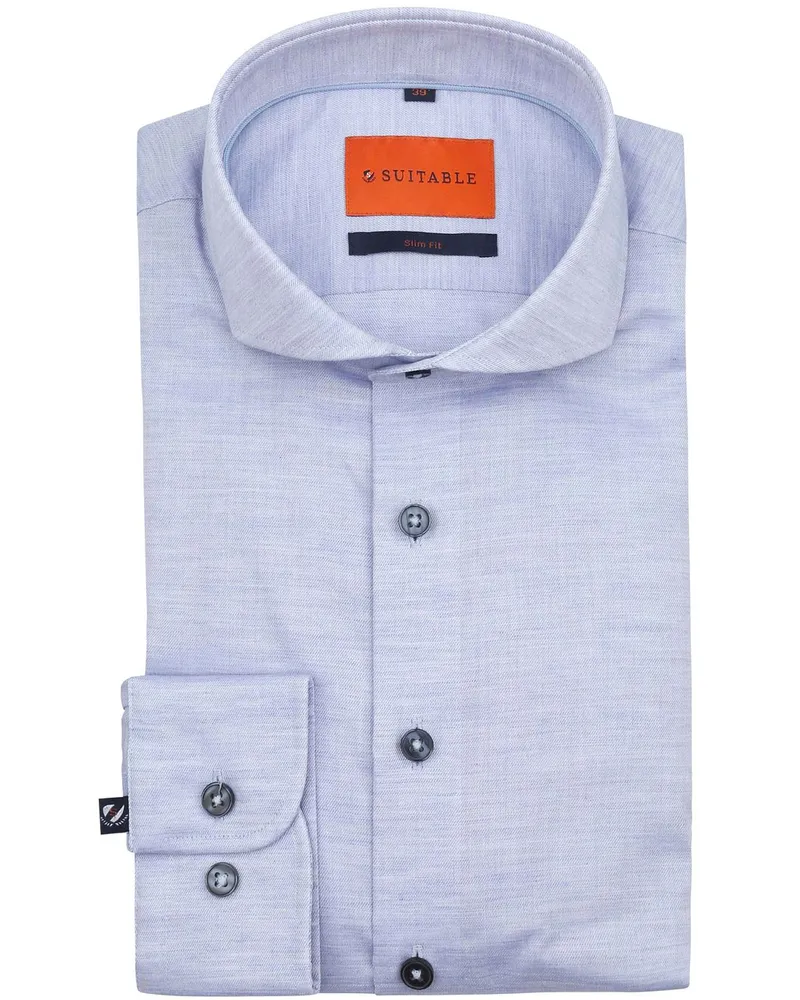 Suitable Melange Hemd Hellblau Hellblau