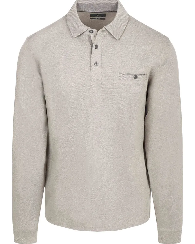 CasaModa Poloshirt Langarm Structure Grey Grau