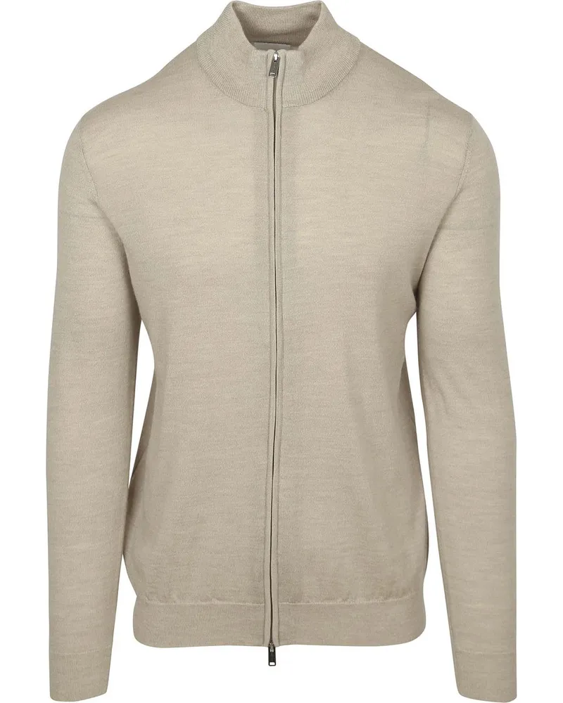 Profuomo Strickjacke Merinowolle Beige Beige