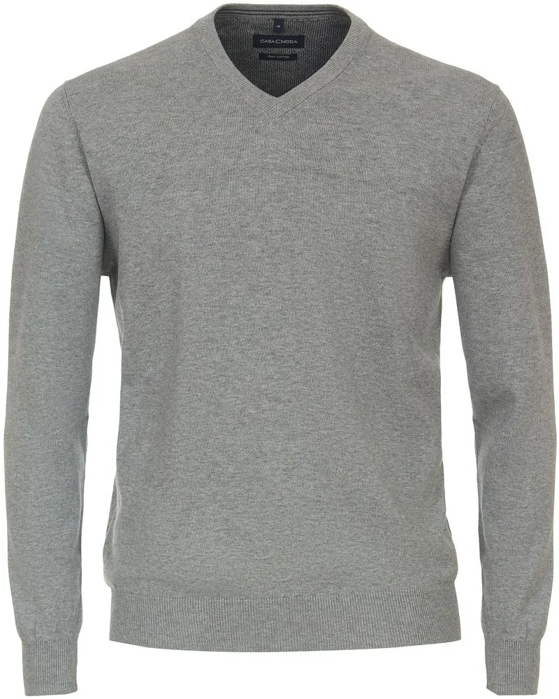 CasaModa Pullover V-Ausschnitt Grau Grau