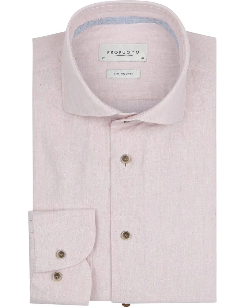 Profuomo Hemd Leinen Rosa Pink