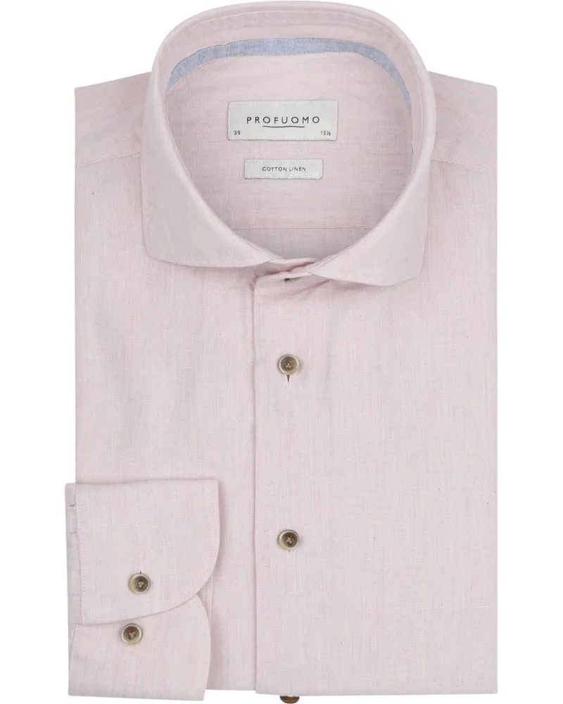 Profuomo Hemd Leinen Rosa Pink