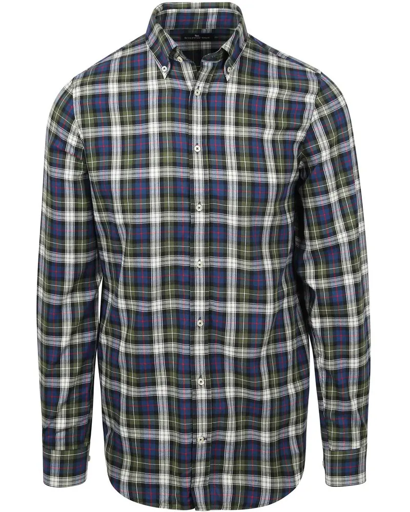 Suitable Hemd Flanel Checks Grün Blau Blau