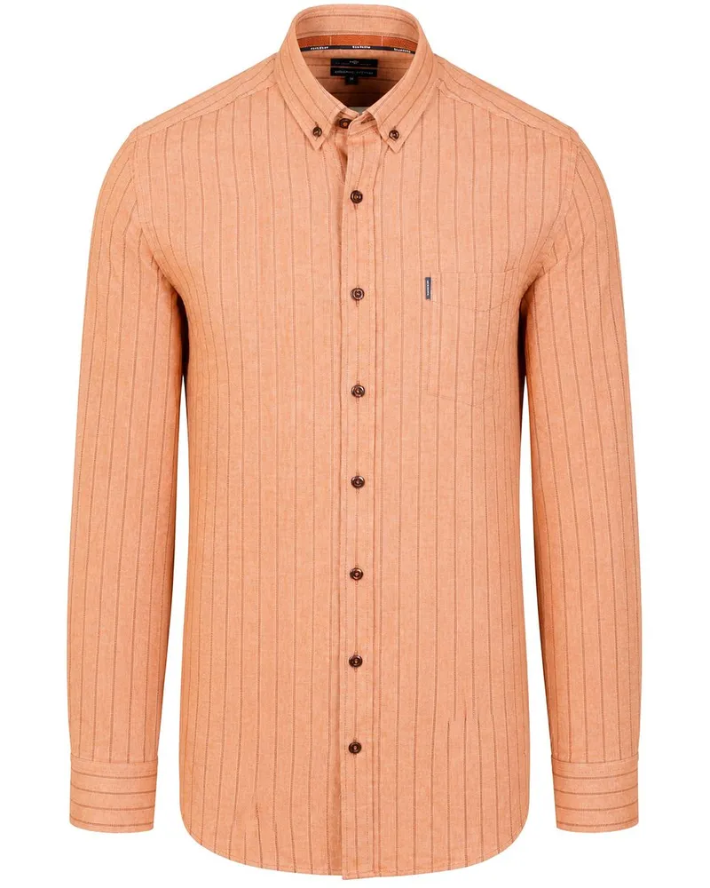 State of Art Dobby Hemd Streifen Hellblau Orange