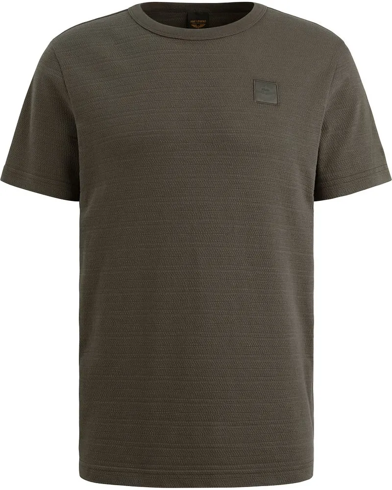 PME Legend T-Shirt Jacquard Stripe Beluga Grün Dunkelgrün