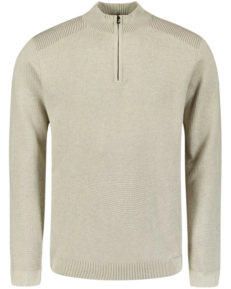 No Excess Halfzip Pullover Texture Cremeweiß Wollweiß